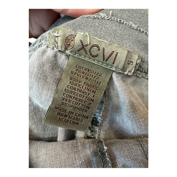 XCVI Hillside Green Linen Utility Cargo Straight Leg Drawstring Waist Pants S - Picture 9 of 12